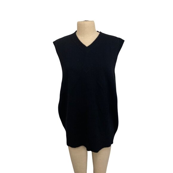 Vintage Club Room By Charter Club Woolmark Lambswool Black Sleeveless Sweater - Picture 1 of 10